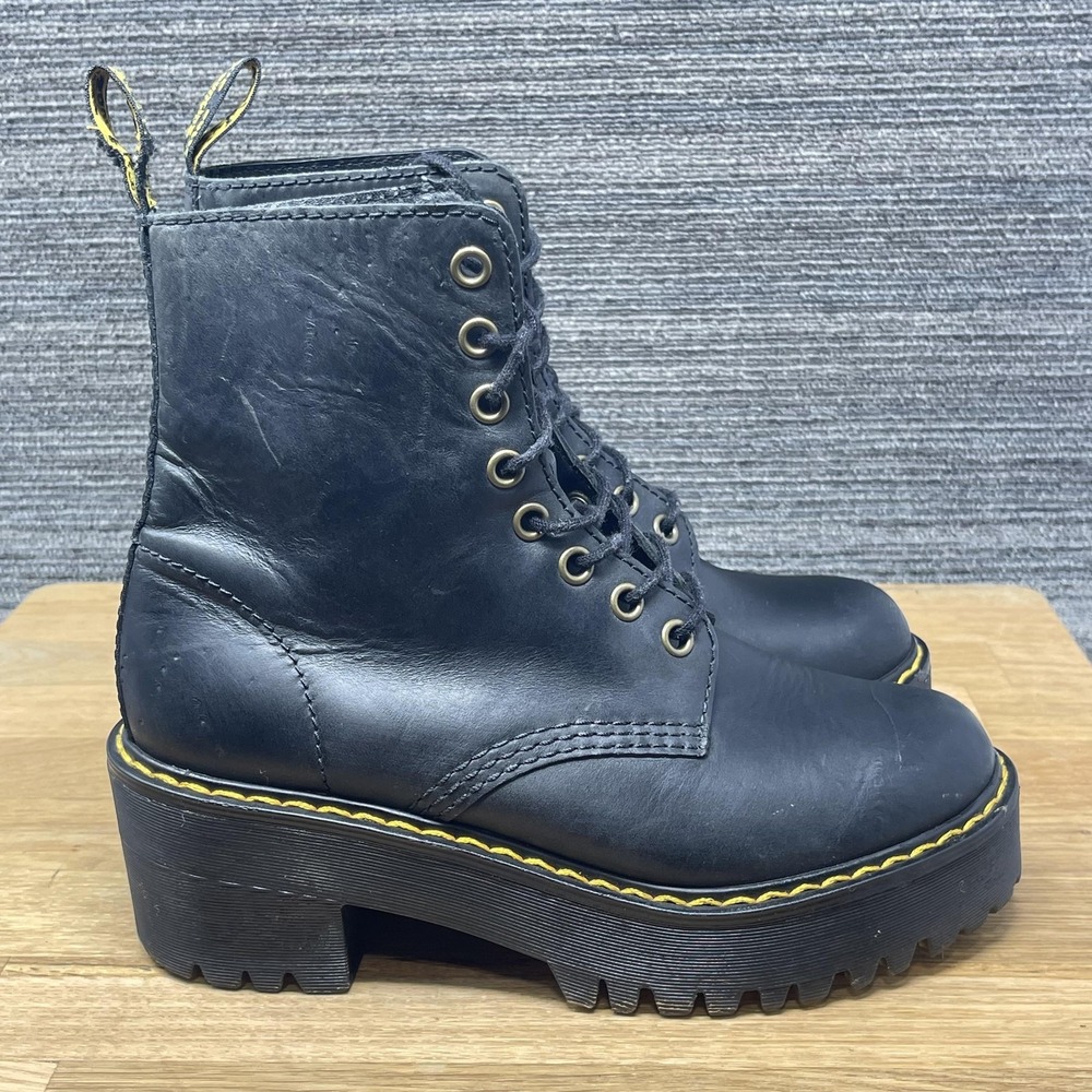 Dr. Martens Shriver Hi Boots Women 5 Black‎ Leather Platform Combat Lace Up Goth